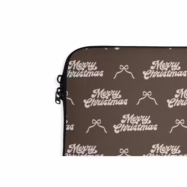 Laptophoes - Tekst - Crème - Bruin - Strik — 5
