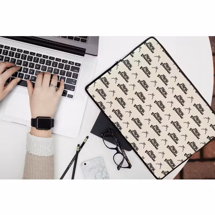 Laptophoes - Tekst - Crème - Zwart - Kerst — 3