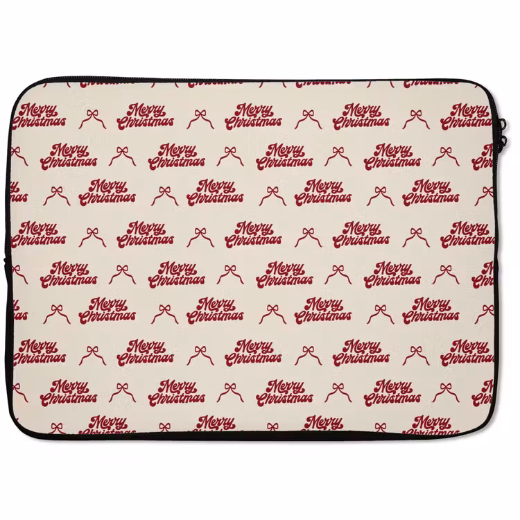 Laptophoes - Tekst - Rood - Crème - Strik — 1