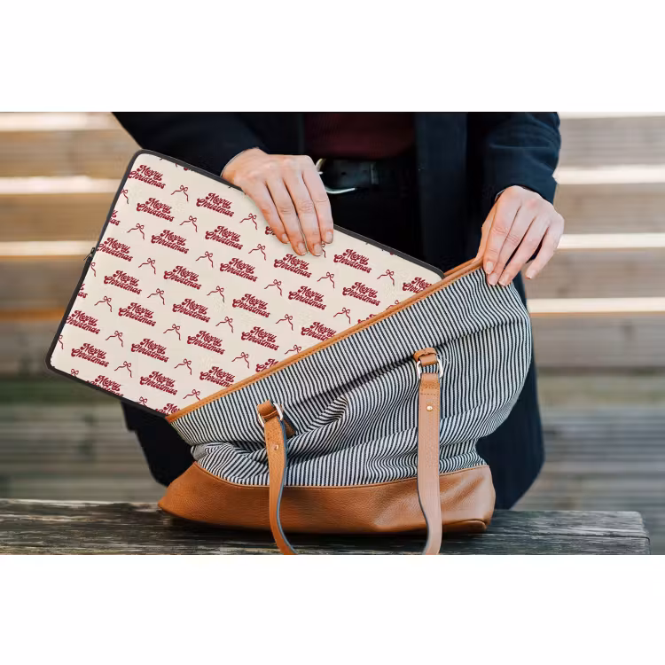 Laptophoes - Tekst - Rood - Crème - Strik — 4