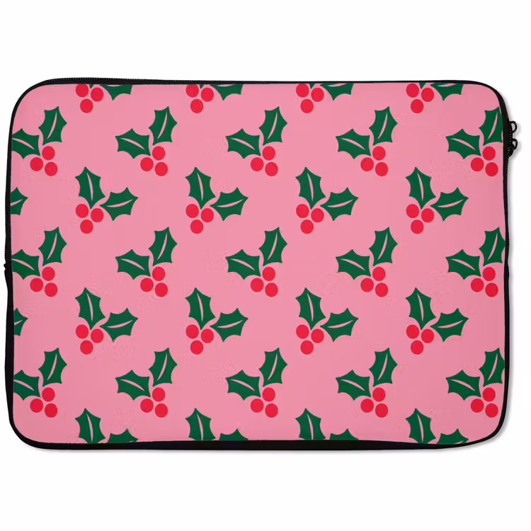 Laptophoes - Hulst - Kerst - Roze — 1