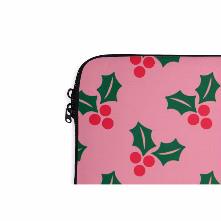 Laptophoes - Hulst - Kerst - Roze — 5