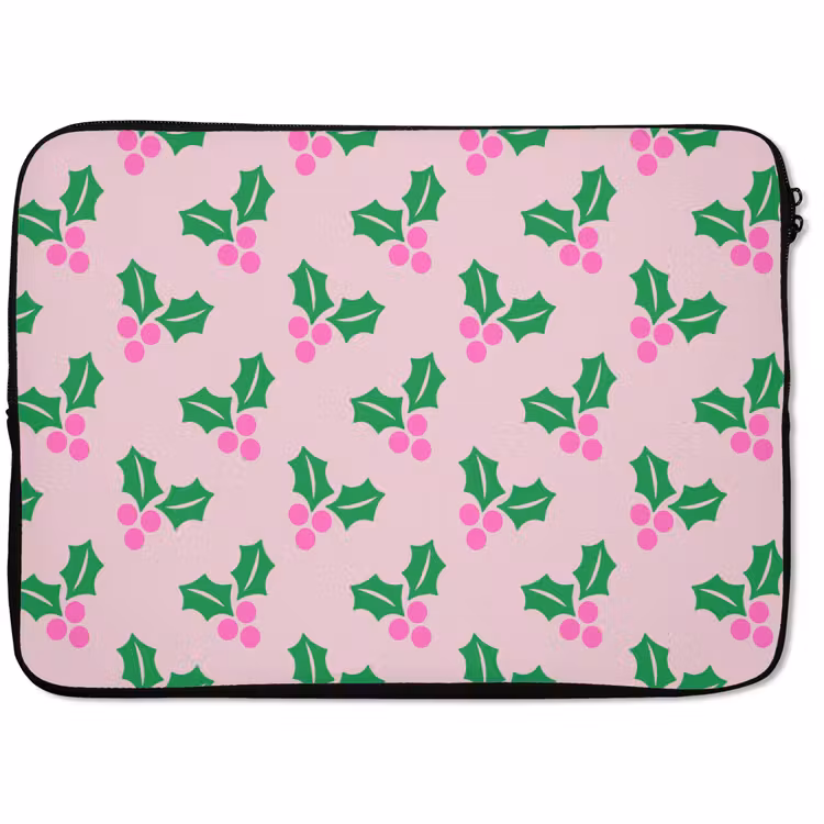 Laptophoes - Kerst - Hulst - Roze — 1