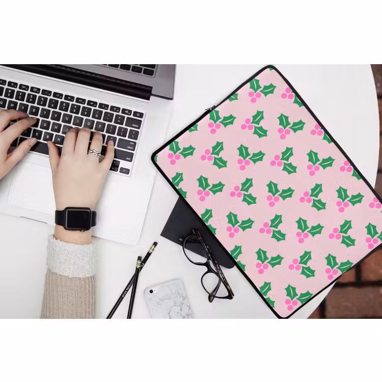 Laptophoes - Kerst - Hulst - Roze — 3