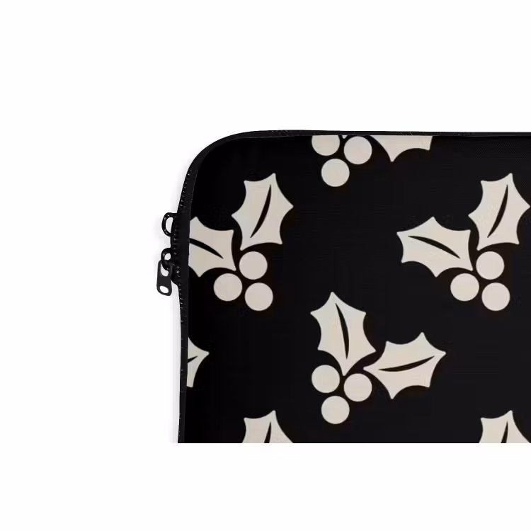 Laptophoes - Kerst - Zwart - Wit - Hulst — 5