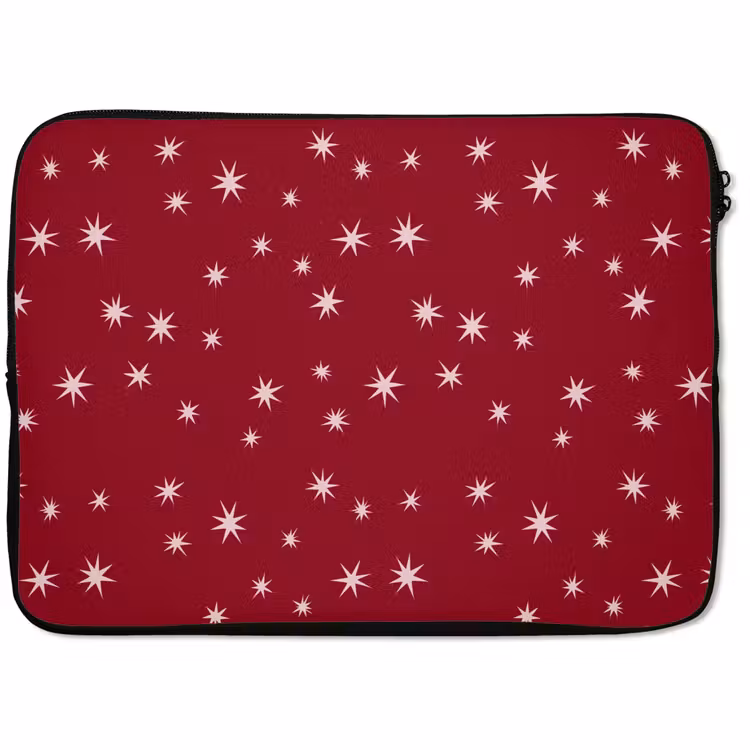 Laptophoes - Rood - Wit - Kerst - Ster — 1