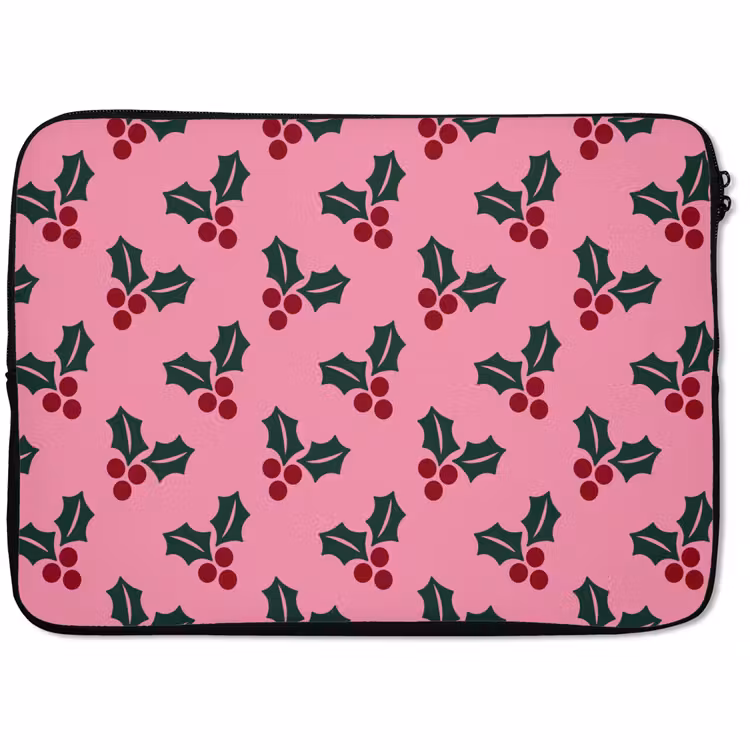Laptophoes - Roze - Kerst - Hulst — 1