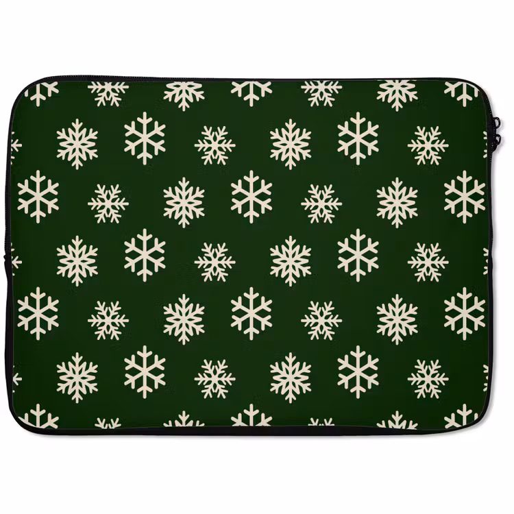 Laptophoes - Sneeuwvlok - Groen - Wit - Kerst — 1
