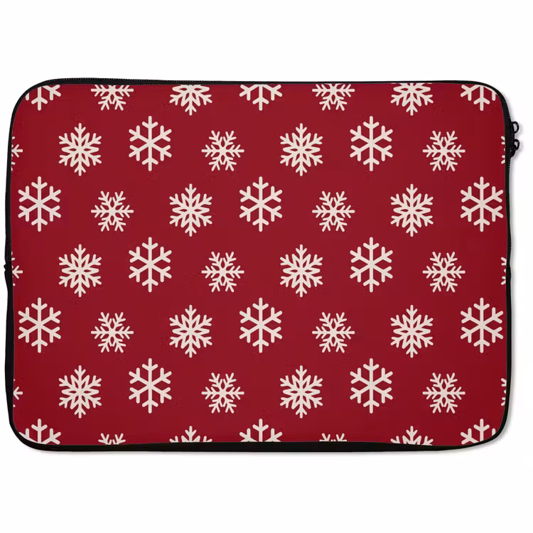 Laptophoes - Sneeuwvlok - Rood - Wit - Kerst — 1