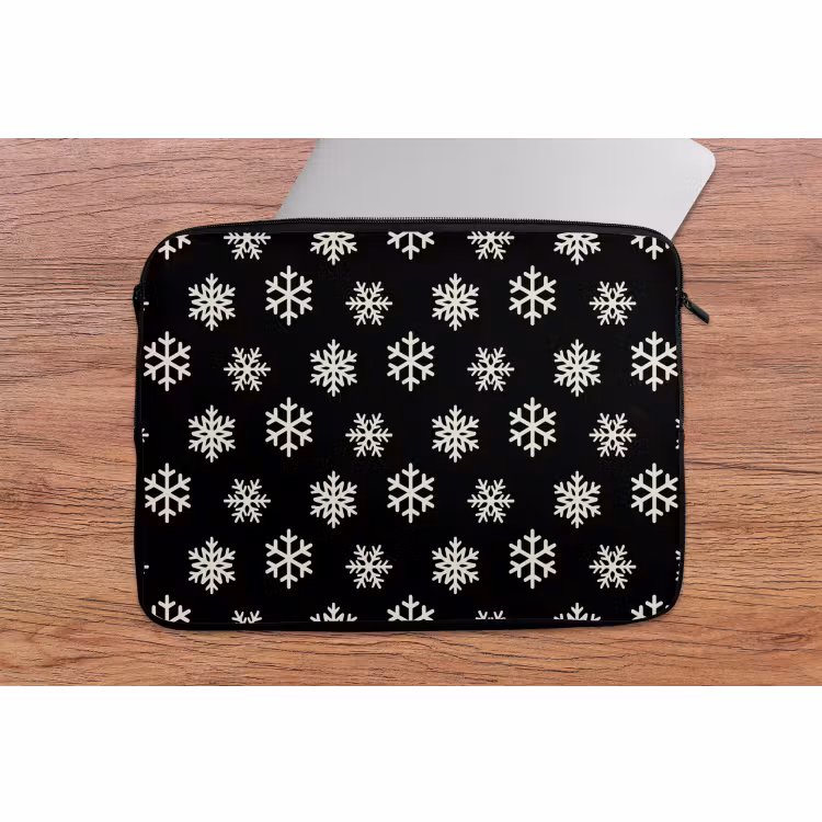Laptophoes - Sneeuwvlok - Zwart - Wit - Kerst — 2