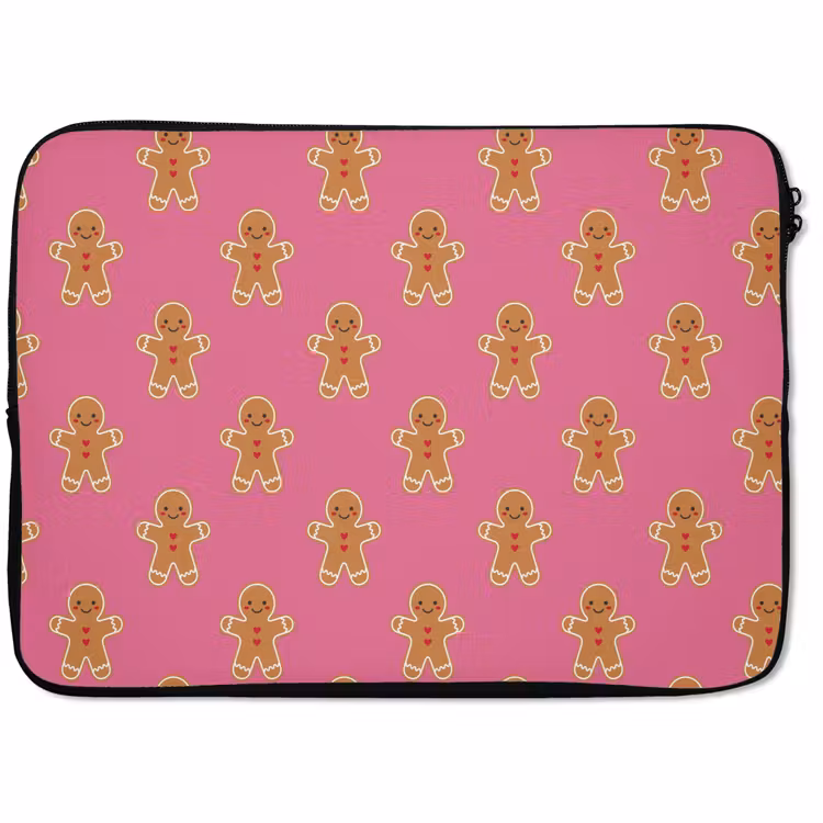 Laptophoes - Peperkoek - Kerst - Roze - Bruin — 1