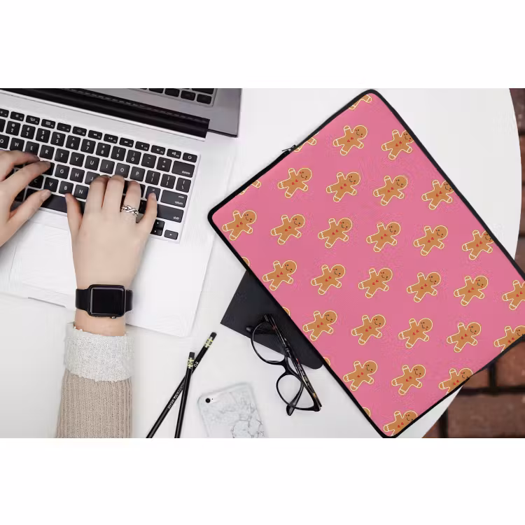 Laptophoes - Peperkoek - Kerst - Roze - Bruin — 3