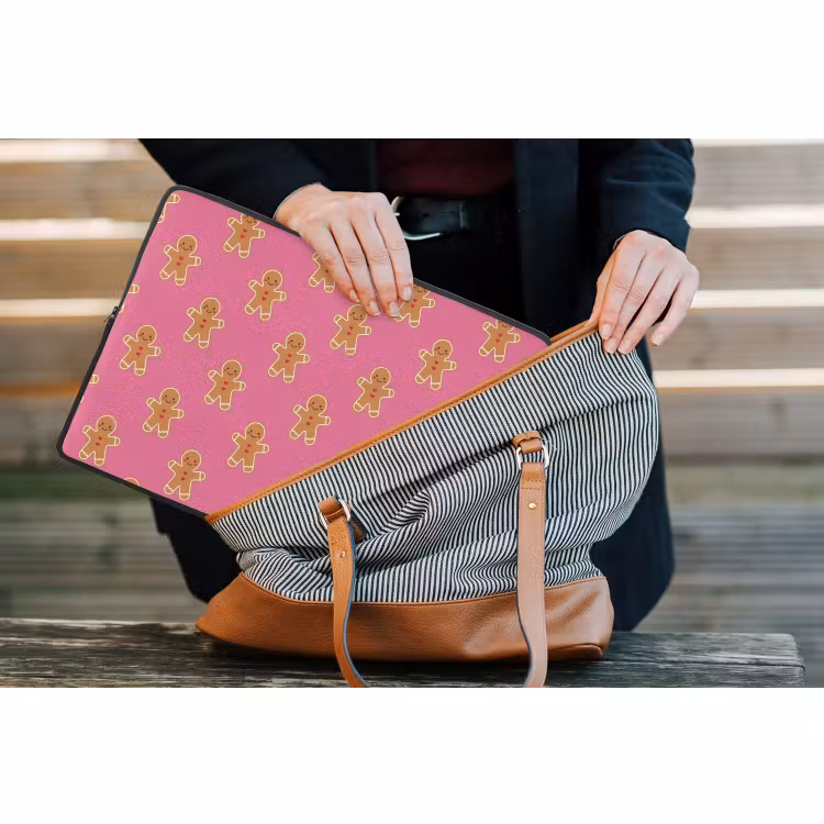 Laptophoes - Peperkoek - Kerst - Roze - Bruin — 4