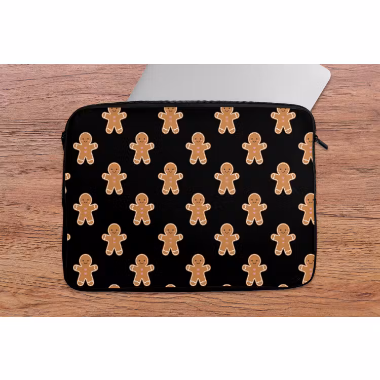 Laptophoes - Peperkoek - Kerst - Zwart — 2