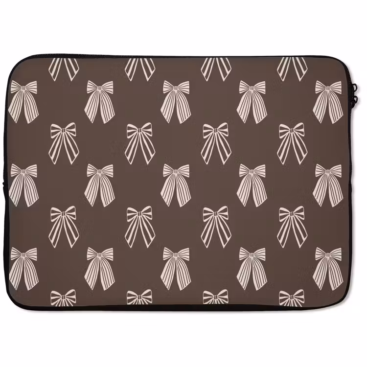 Laptophoes - Strikken - Kerst - Bruin - Crème — 1