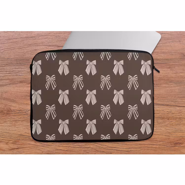 Laptophoes - Strikken - Kerst - Bruin - Crème — 2
