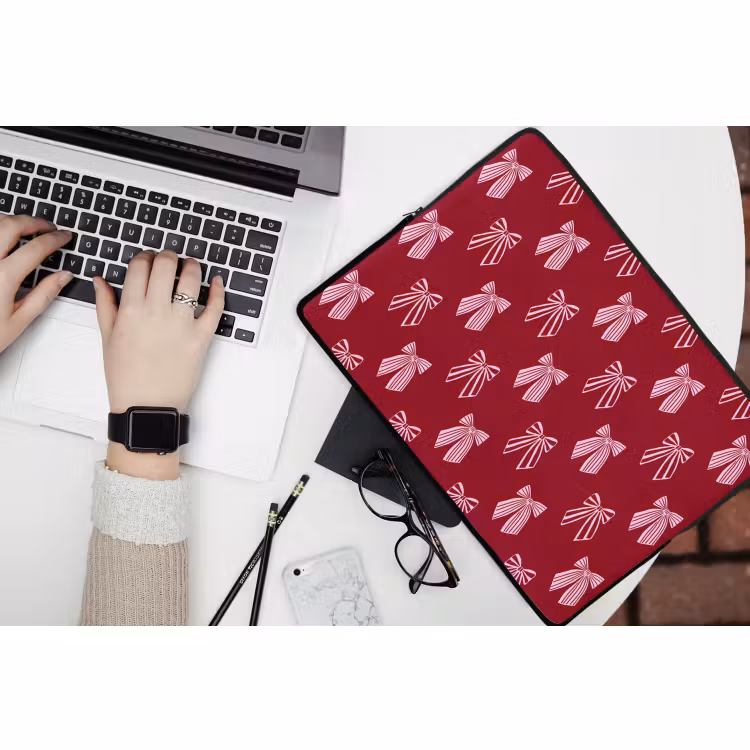 Laptophoes - Strikken - Kerst - Burgundy - Roze — 3