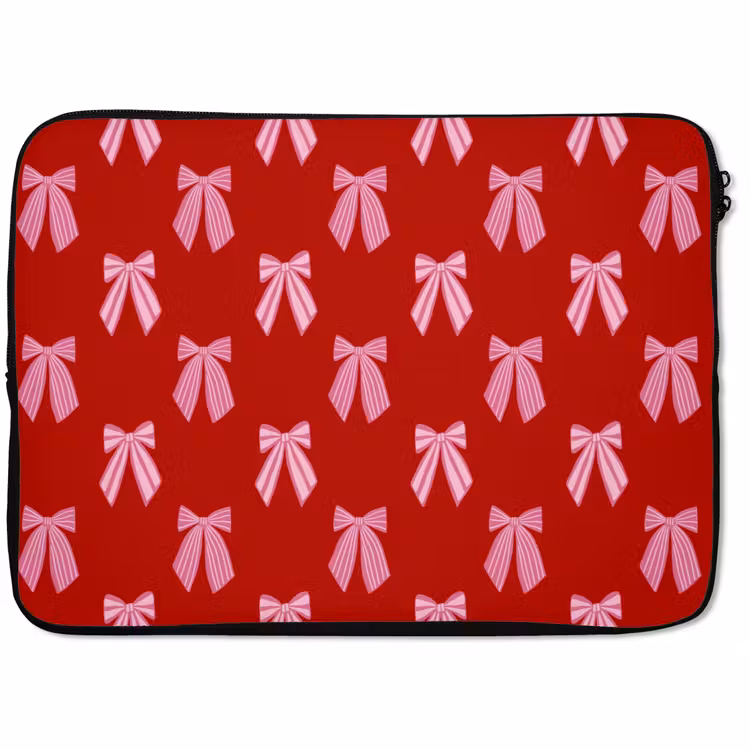 Laptophoes - Strikken - Kerst - Rood - Roze — 1