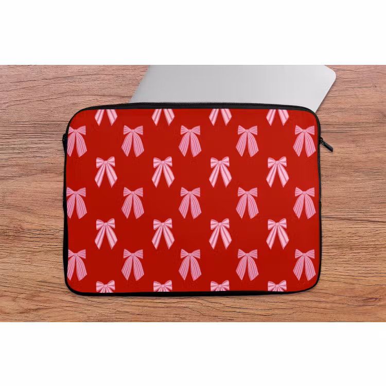 Laptophoes - Strikken - Kerst - Rood - Roze — 2