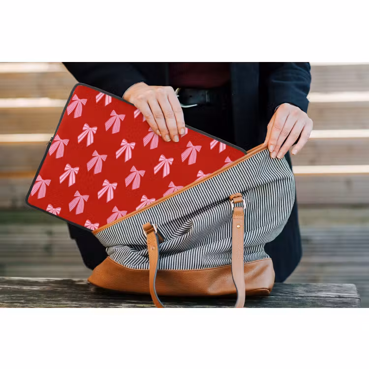 Laptophoes - Strikken - Kerst - Rood - Roze — 4