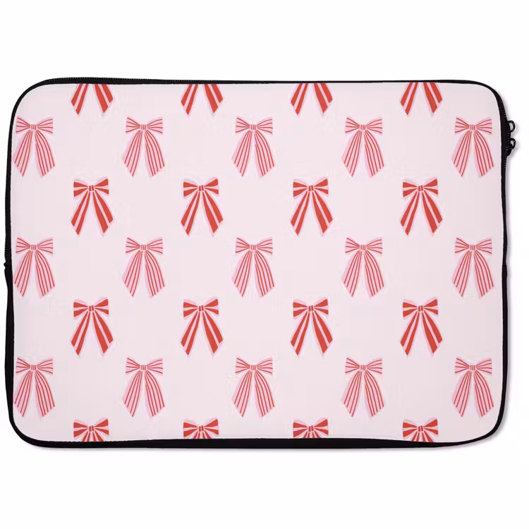 Laptophoes - Strikken - Kerst - Roze - Rood — 1