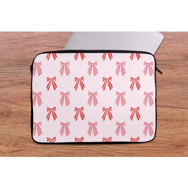 Laptophoes - Strikken - Kerst - Roze - Rood — 2