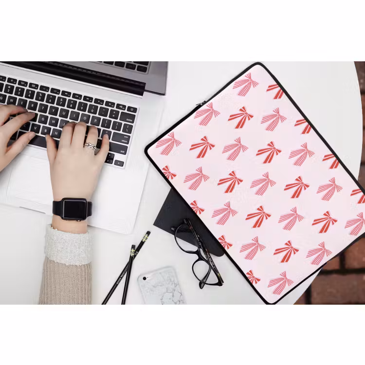 Laptophoes - Strikken - Kerst - Roze - Rood — 3