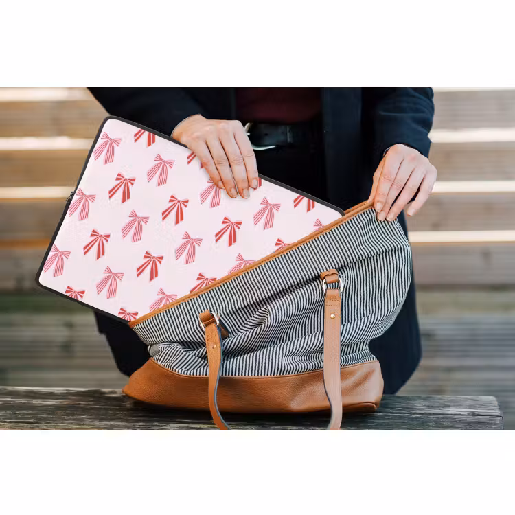 Laptophoes - Strikken - Kerst - Roze - Rood — 4