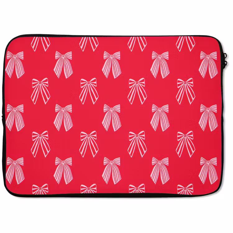 Laptophoes - Strikken - Kerstmis - Rood - Roze — 1