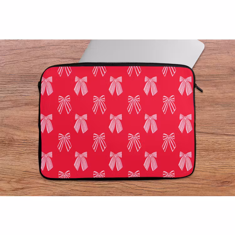 Laptophoes - Strikken - Kerstmis - Rood - Roze — 2