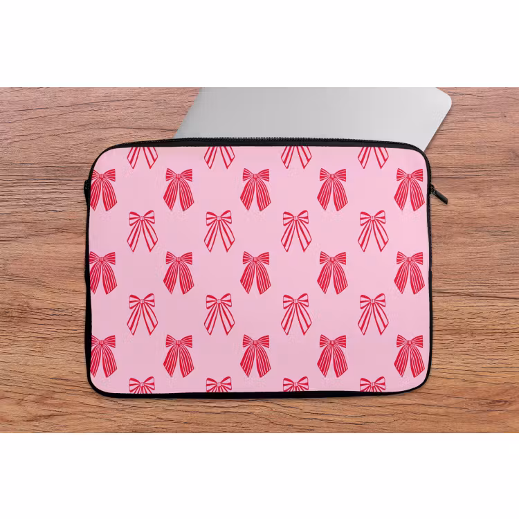 Laptophoes - Strikken - Kerstmis - Roze - Rood — 2