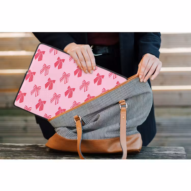 Laptophoes - Strikken - Kerstmis - Roze - Rood — 4