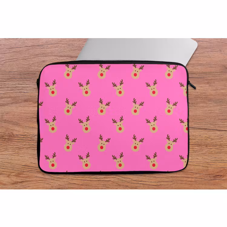 Laptophoes - Rendieren - Kerst - Neon - Roze — 2