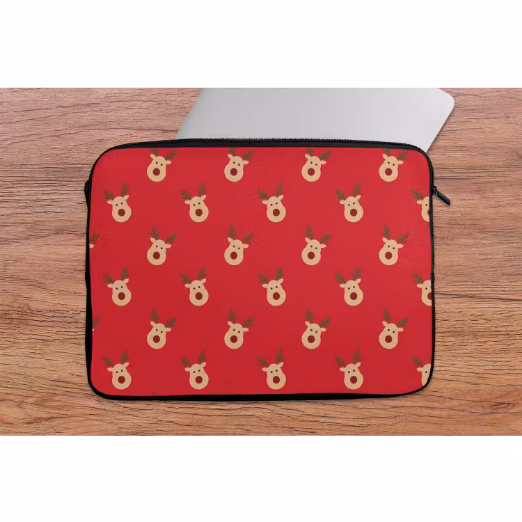 Laptophoes - Rendieren - Kerst - Rood — 2