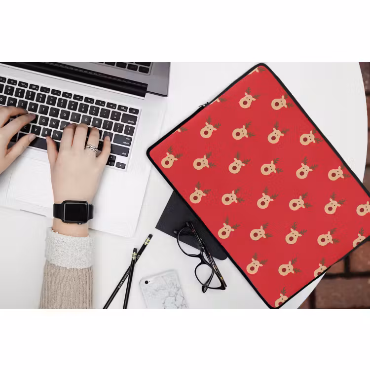 Laptophoes - Rendieren - Kerst - Rood — 3
