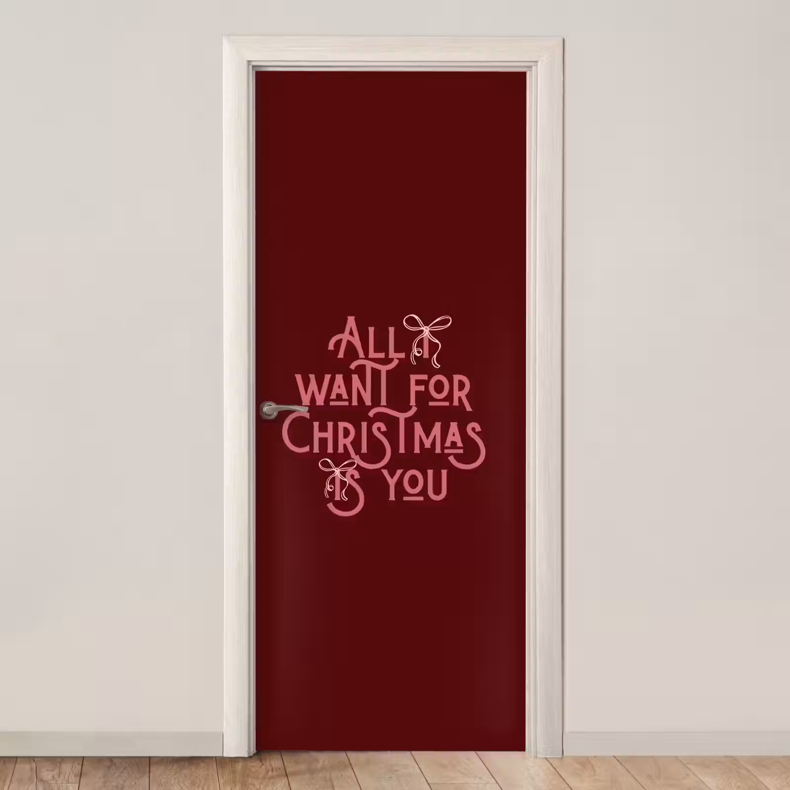 Deursticker - Tekst - Kerst - Rood - Roze — 1