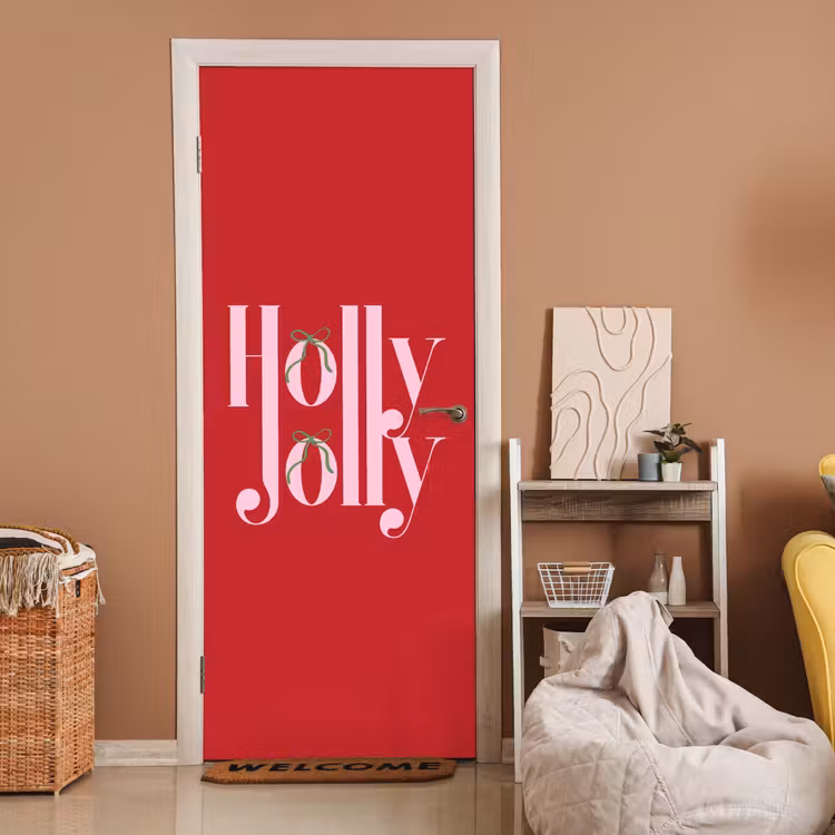 Deursticker - Kerst - Roze - Rood - Tekst — 2