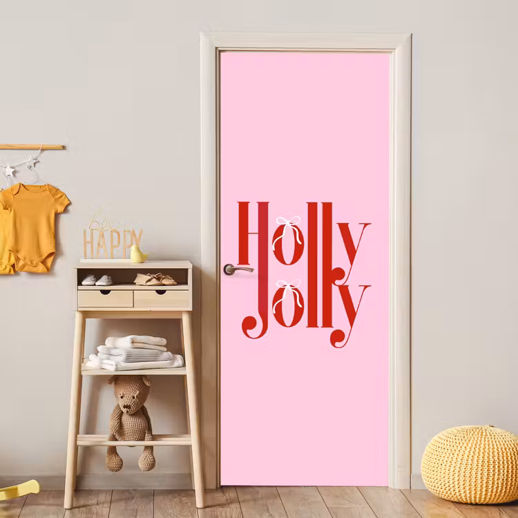 Deursticker - Kerst - Tekst - Rood - Roze — 6
