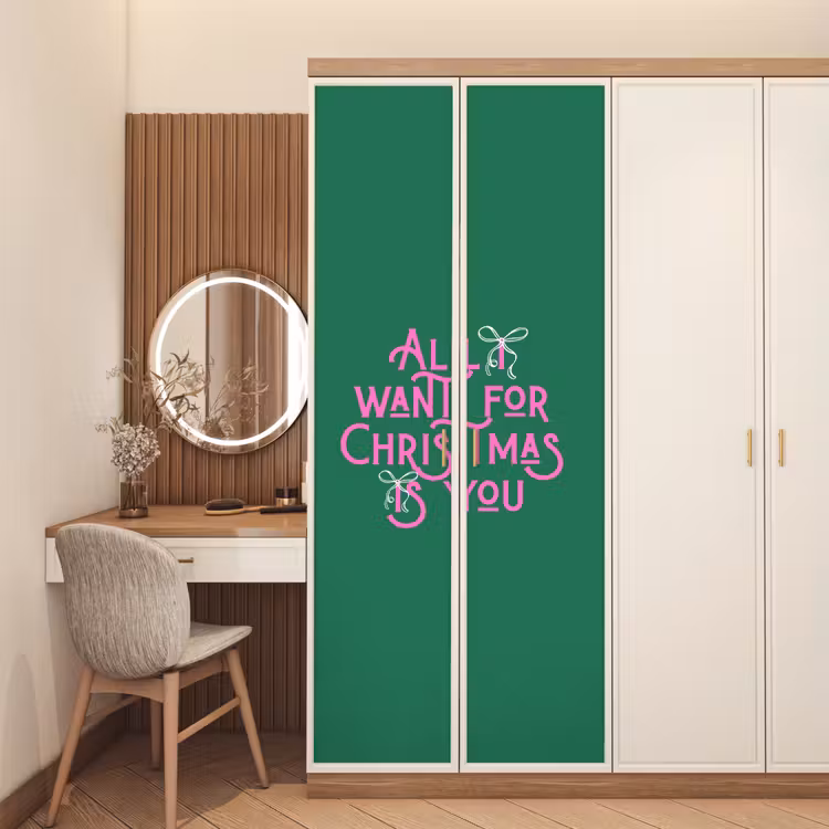 Deursticker - Kerst - Tekst - Roze - Groen — 5
