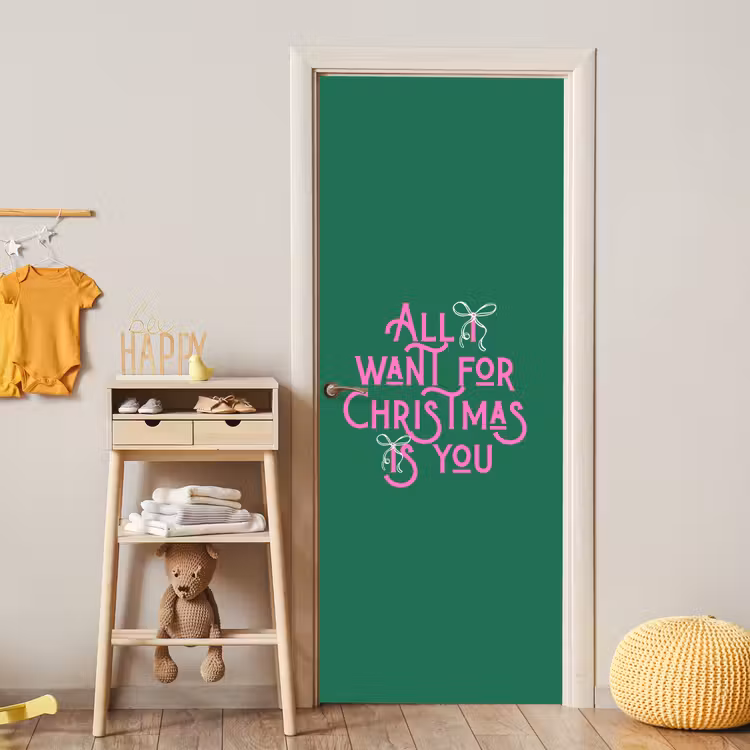 Deursticker - Kerst - Tekst - Roze - Groen — 6