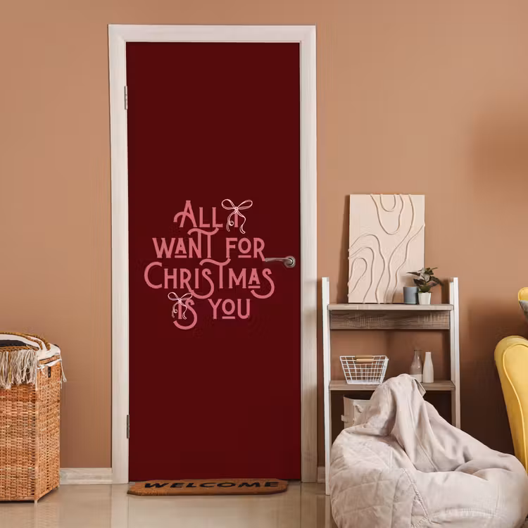 Deursticker - Tekst - Kerst - Rood - Roze — 2