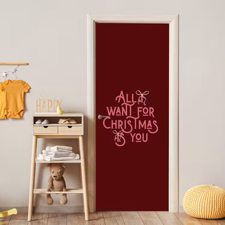 Deursticker - Tekst - Kerst - Rood - Roze — 6