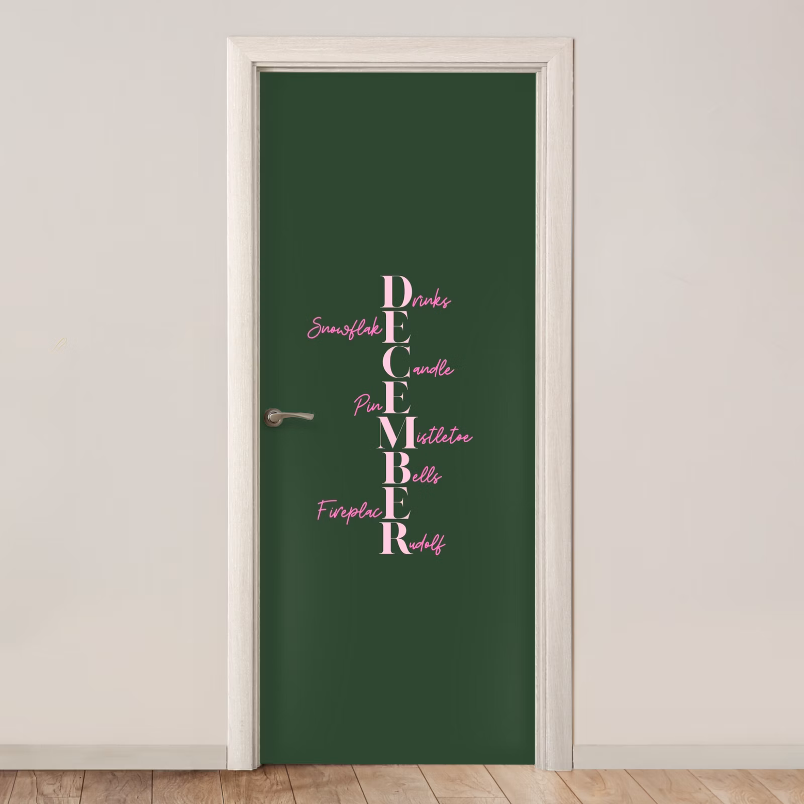 Deursticker - December - Tekst - Kerst - Groen — 1