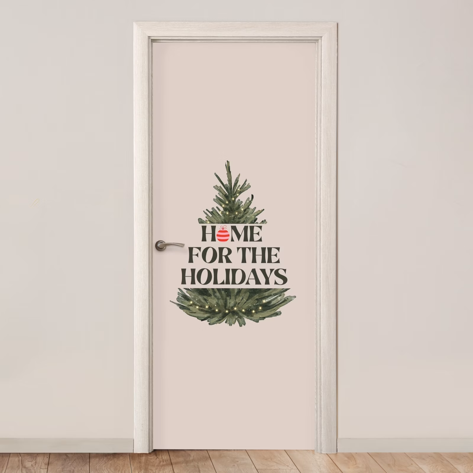 Deursticker - Kerst - Tekst - Kerstboom - Beige — 1