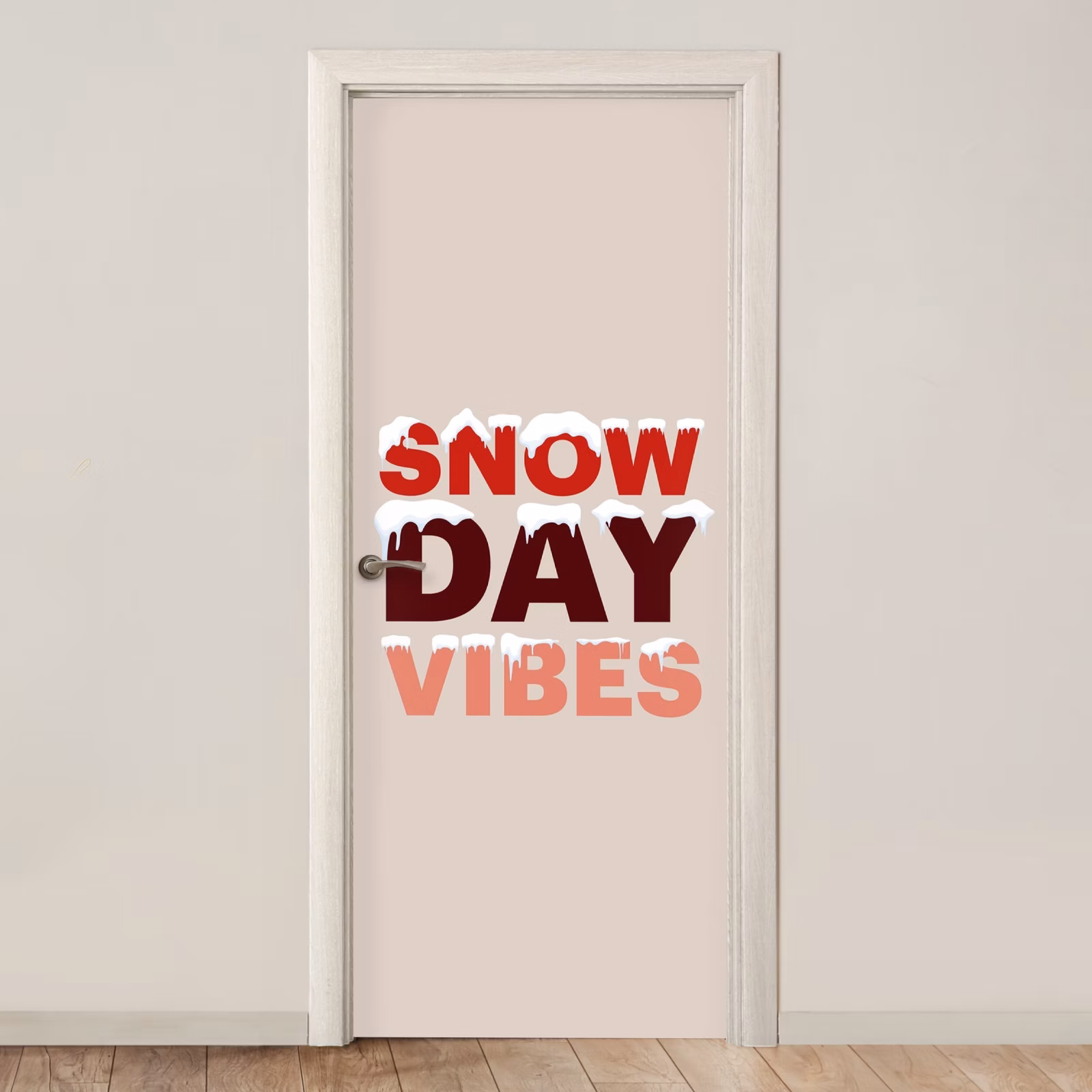 Deursticker - Sneeuw - Kerst - Tekst - Rood — 1