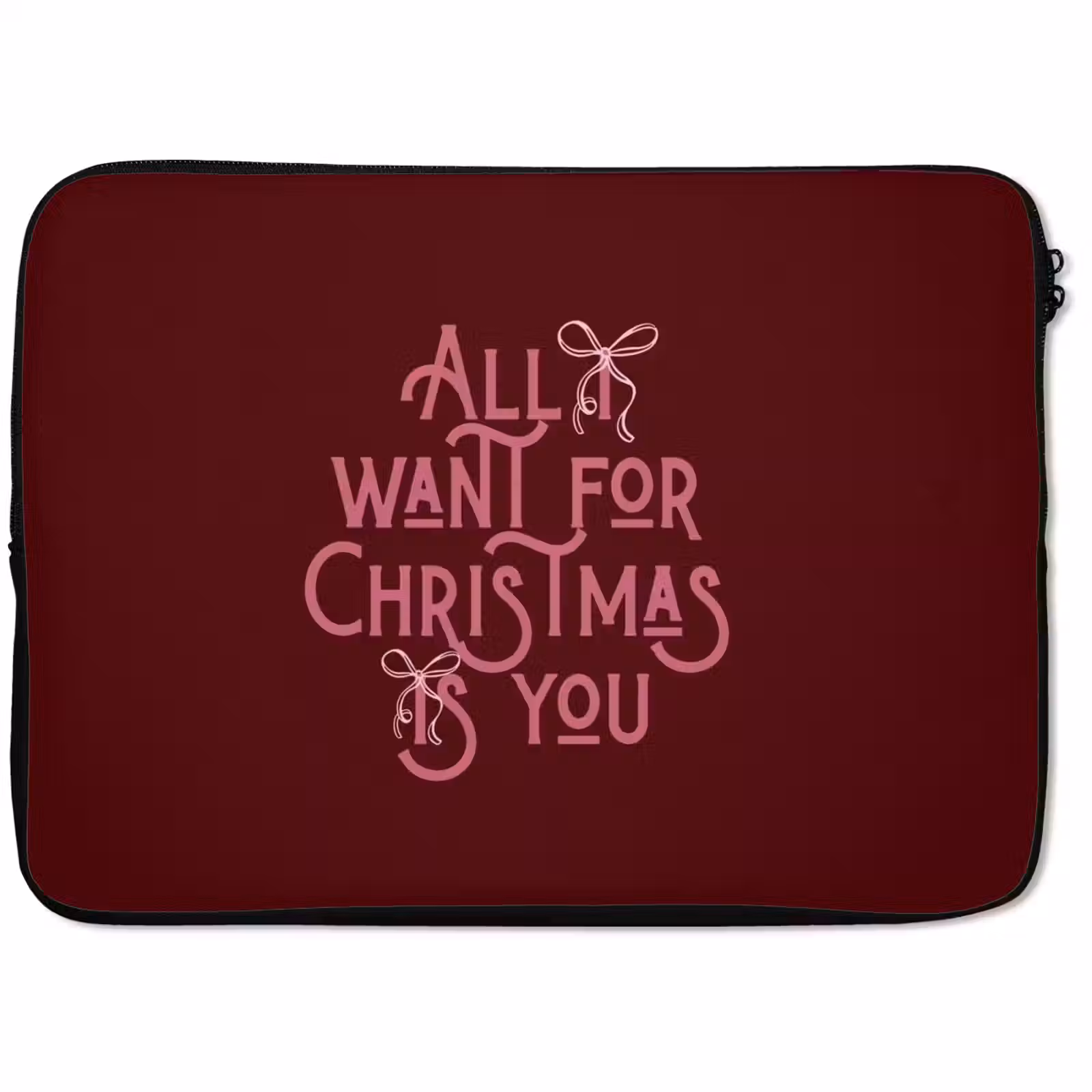 Laptophoes - Tekst - Kerst - Rood - Roze — 1