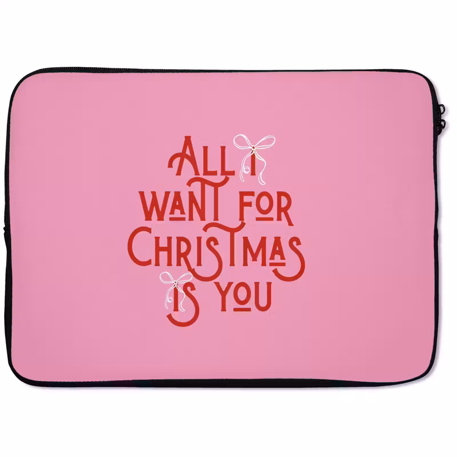 Laptophoes - Tekst - Kerst - Roze - Rood — 1