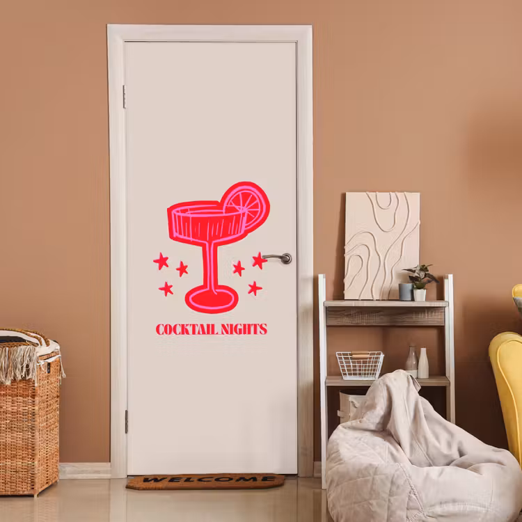 Deursticker - Cocktail - Kerst - Beige - Roze — 2