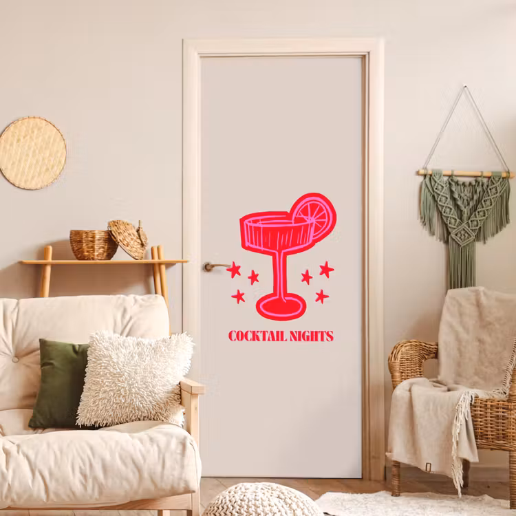 Deursticker - Cocktail - Kerst - Beige - Roze — 4