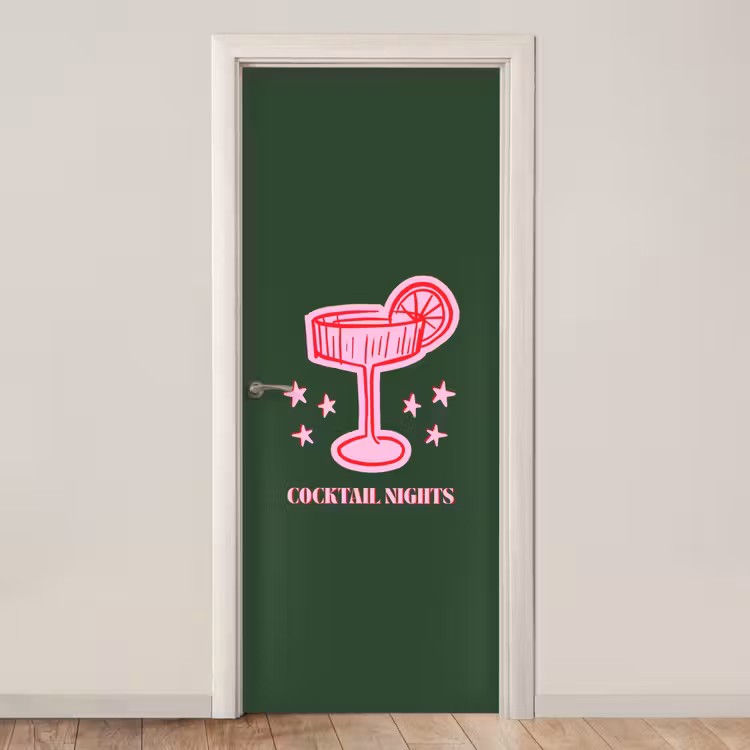 Deursticker - Cocktail - Kerst - Roze - Groen — 1